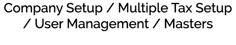 Company Setup / Multiple Tax Setup / User Management / Masters 