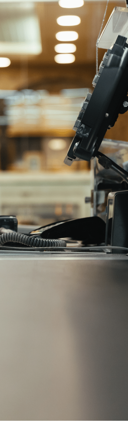 Empty cashier work place at the supermarket